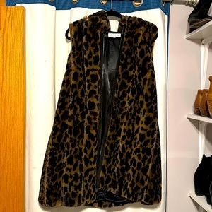 The COZIEST Faux Leopard long hooded vest